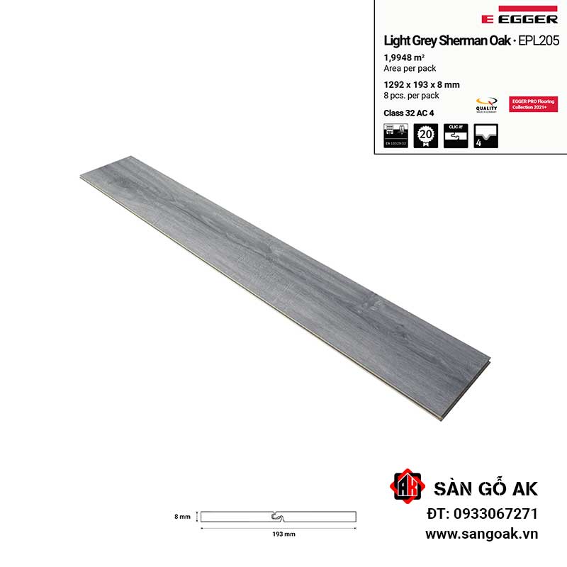 Sàn Gỗ Công Nghiệp Đức Egger 8mm EPL205